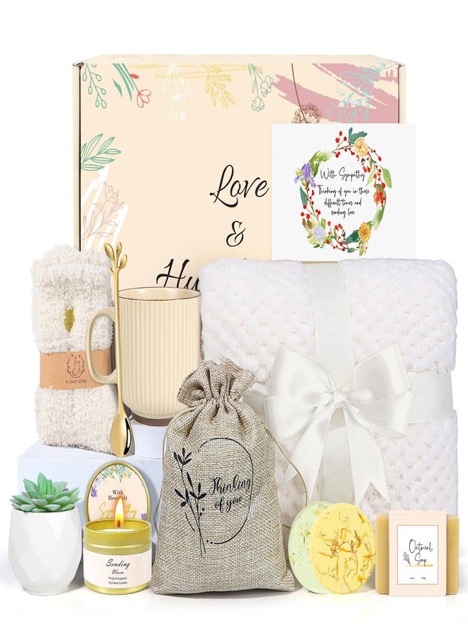 GiftPeak Sympathy Gift Baskets for Women, Care Package for Grieving Friend, Get Well Soon Gift Basket Thinking of You for Women Her Mom Sister Wife Girlfriend Best Friend Grandma Coworker (White) - Image 1